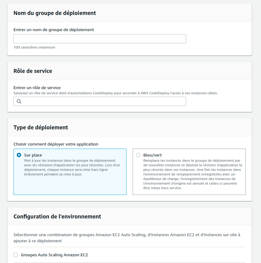nom du groupe de déploiement